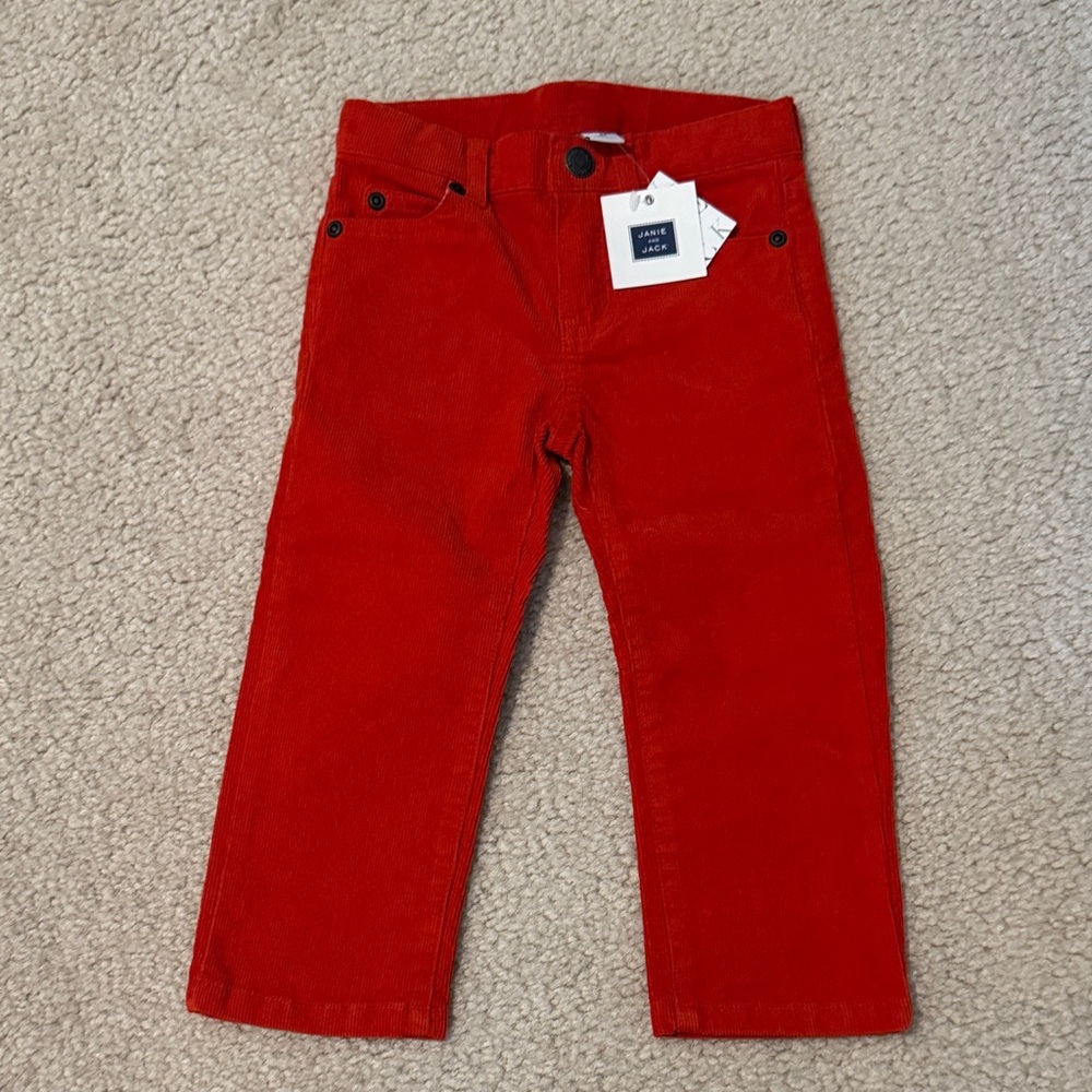 Janie and Jack Red Boys Corduroy Pants